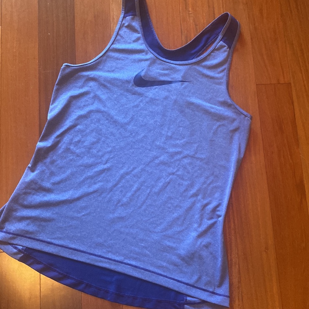 Nike Pro Tank Top Womens Size Large Blue Polyester Sleeveless Round Neck Logo